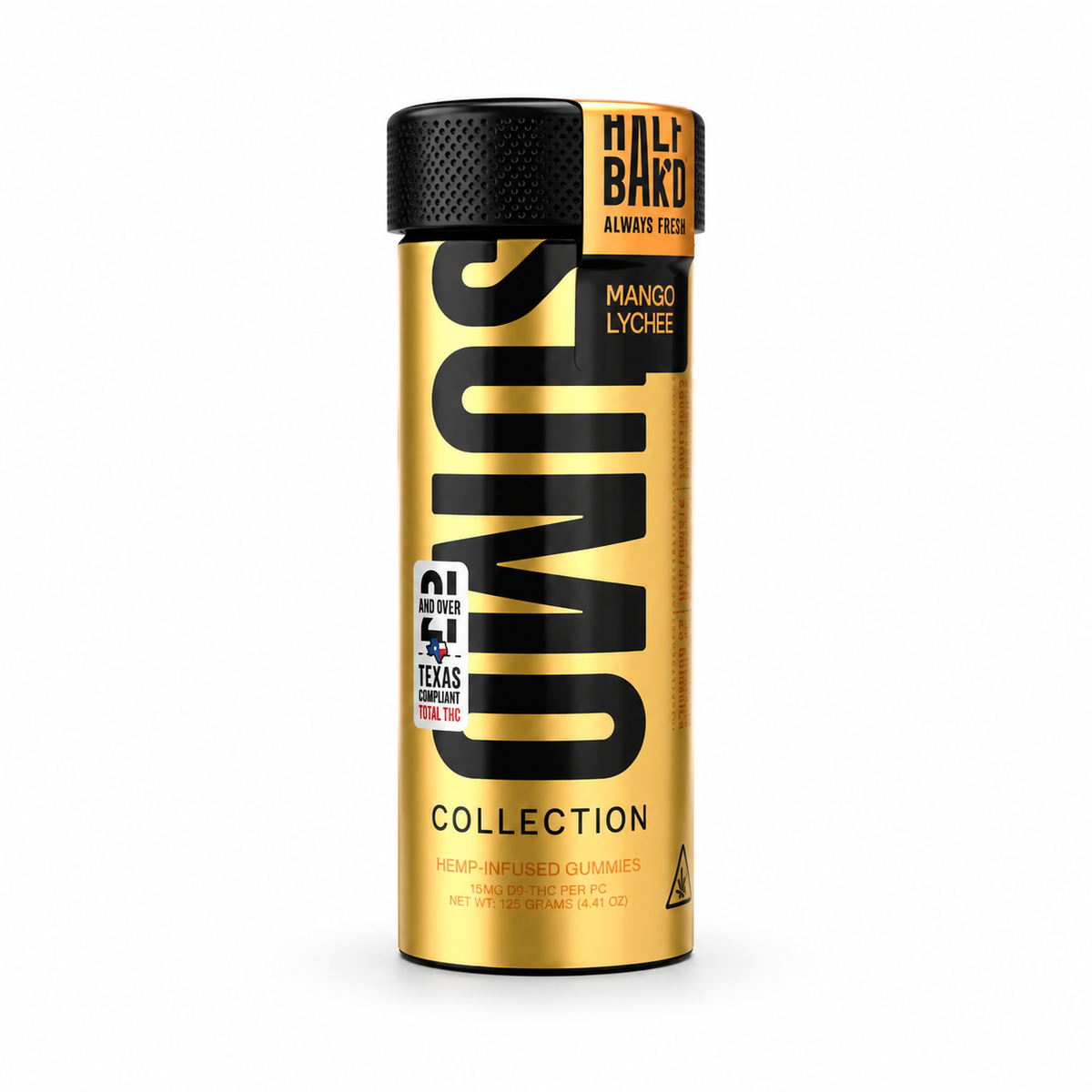 HALF BAK'D SUMO GOLD 15MG D9 GUMMIES (25CT JAR)