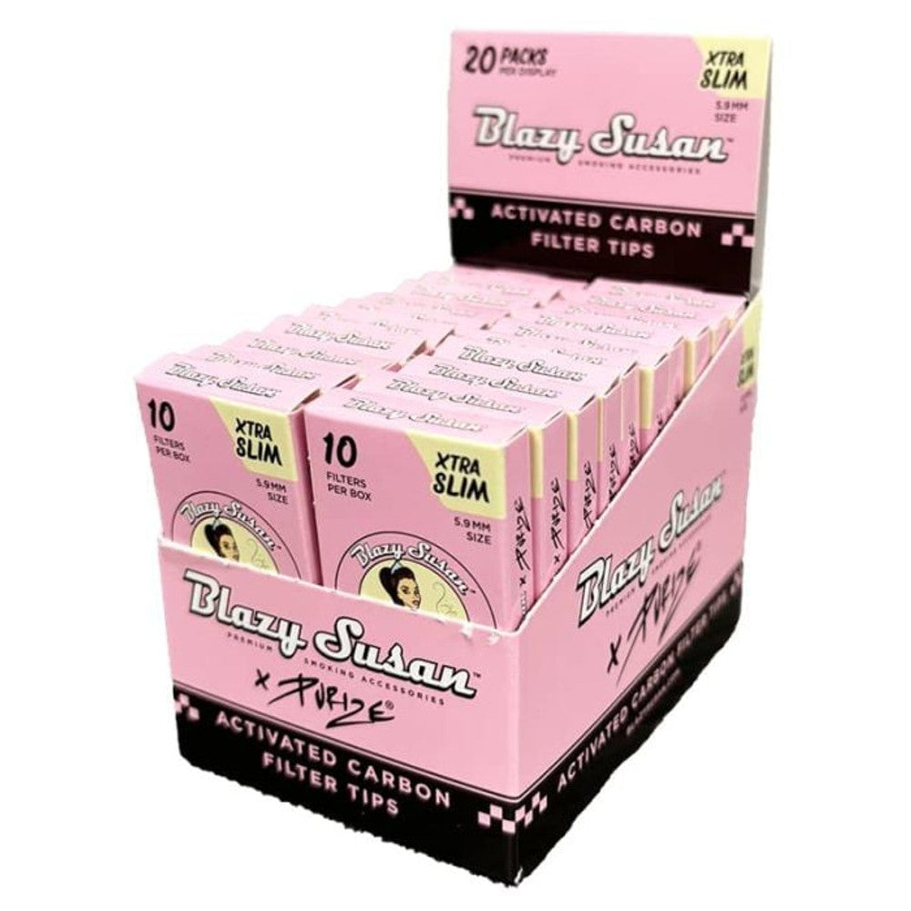 BLAZY SUSAN CONES | PINK PURIZE X BLAZY 5.9MM CARBON FILTER TIPS 20CT BAG