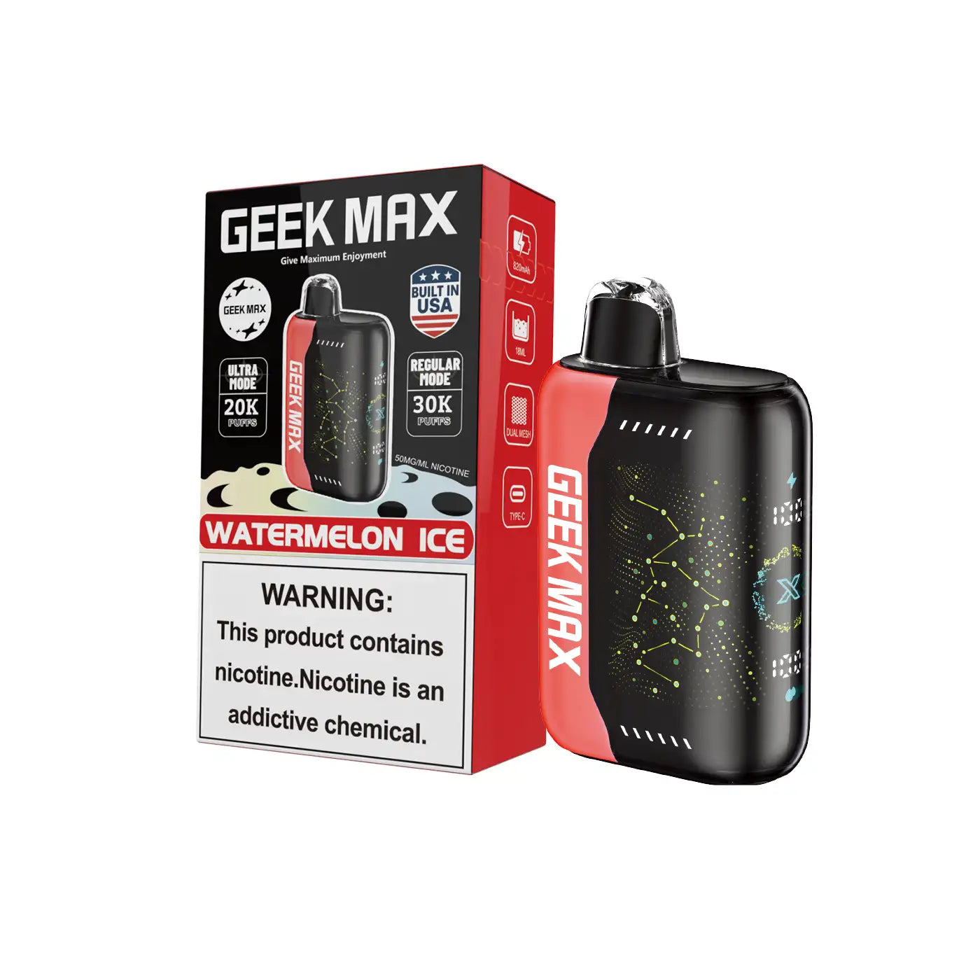GEEK MAX 30K PUFFS 5% DISPOSABLE VAPE (5CT DISPLAY)