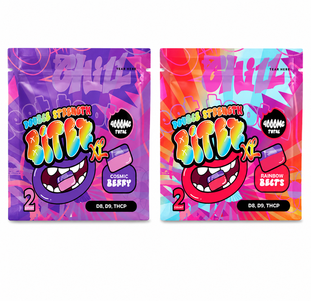 BITEZ DOUBLE STACKED XL (D8 D9 THCP BLEND) 4000MG PER PACK (2 GUMMIES PER PACK) (60 PACK DISPLAY)