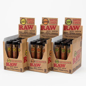 RAW ROCKET BOOSTER TERPS + HERBAL CANNABINOID CONES (12 BOOSTED CONES PER BOX)