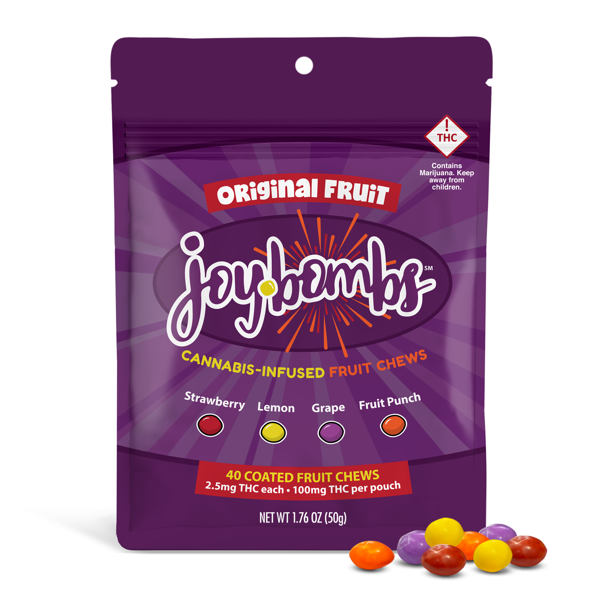 JOYBOMBS 100MG HD9 THC INFUSED CANDY COATED HEMP CHEWS