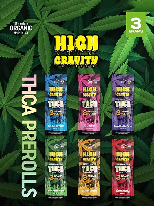 HIGH GRAVITY 2X1.5GM THC-A PRE ROLLS