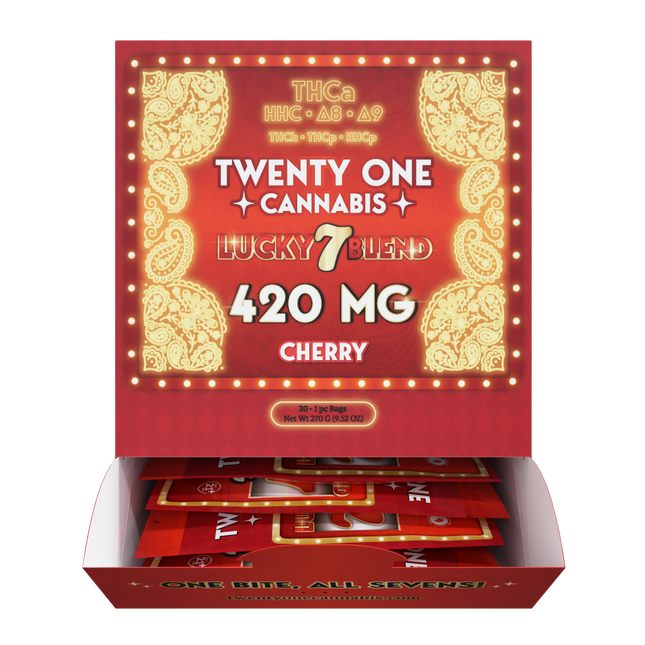 TWENTY ONE CANNABIS LUCKY 7 BLEND 420MG THC-A GUMMIES (30CT BOX)