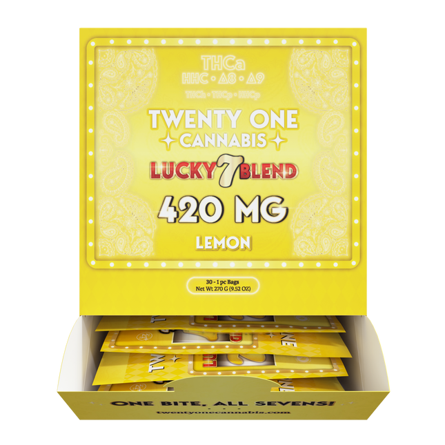TWENTY ONE CANNABIS LUCKY 7 BLEND 420MG THC-A GUMMIES (30CT BOX)