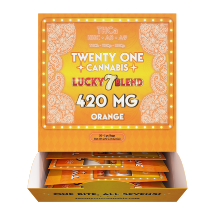TWENTY ONE CANNABIS LUCKY 7 BLEND 420MG THC-A GUMMIES (30CT BOX)