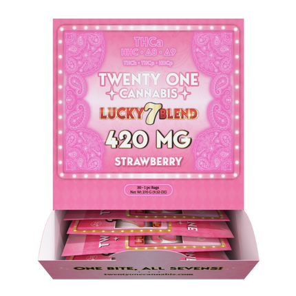 TWENTY ONE CANNABIS LUCKY 7 BLEND 420MG THC-A GUMMIES (30CT BOX)