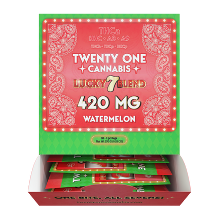 TWENTY ONE CANNABIS LUCKY 7 BLEND 420MG THC-A GUMMIES (30CT BOX)