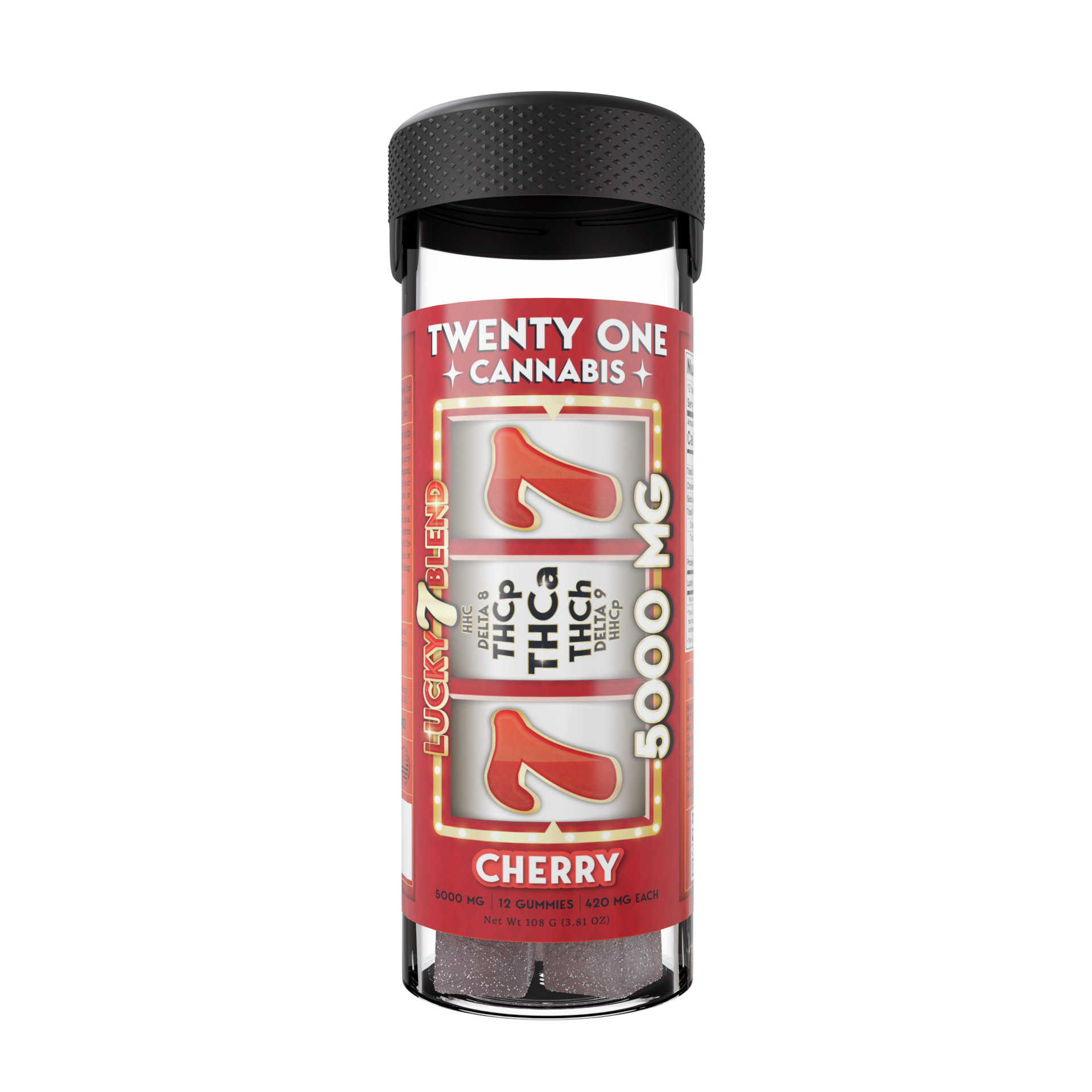 TWENTY ONE CANNABIS LUCKY 7 BLEND 420MG THC-A GUMMIES (12CT JAR)