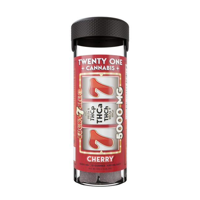 TWENTY ONE CANNABIS LUCKY 7 BLEND 420MG THC-A GUMMIES (12CT JAR)