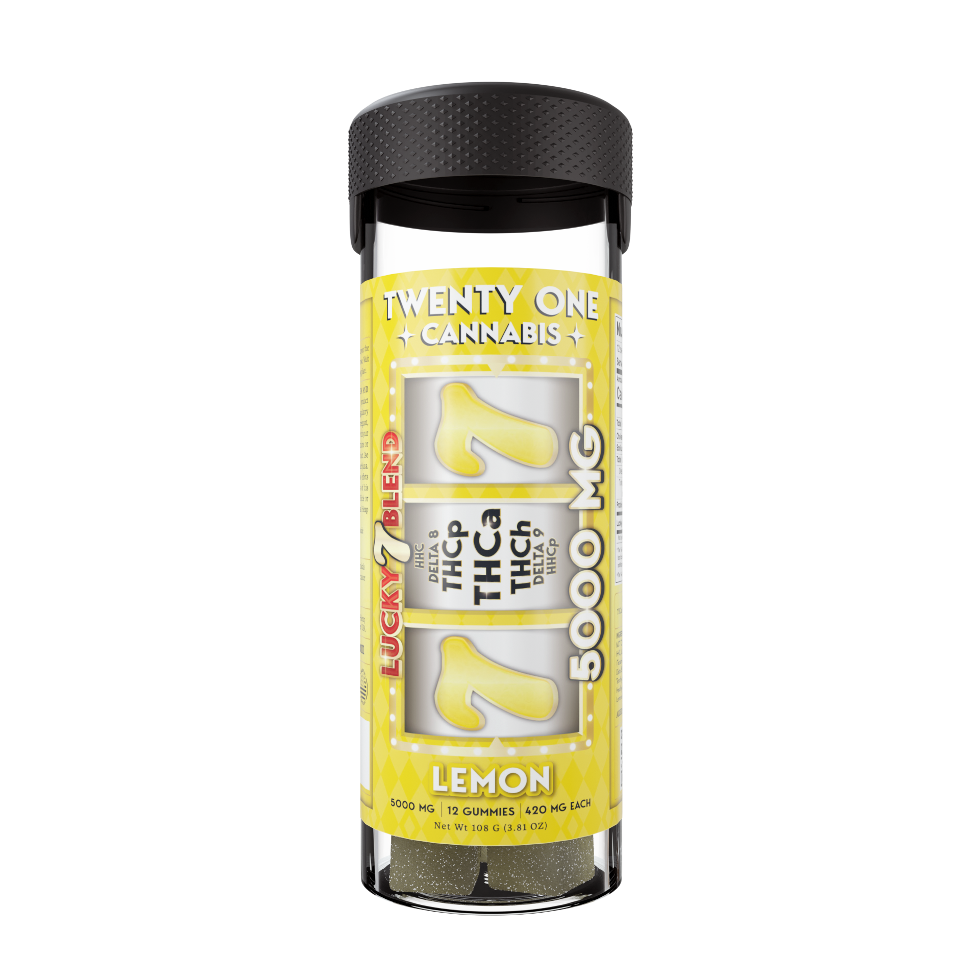 TWENTY ONE CANNABIS LUCKY 7 BLEND 420MG THC-A GUMMIES (12CT JAR)