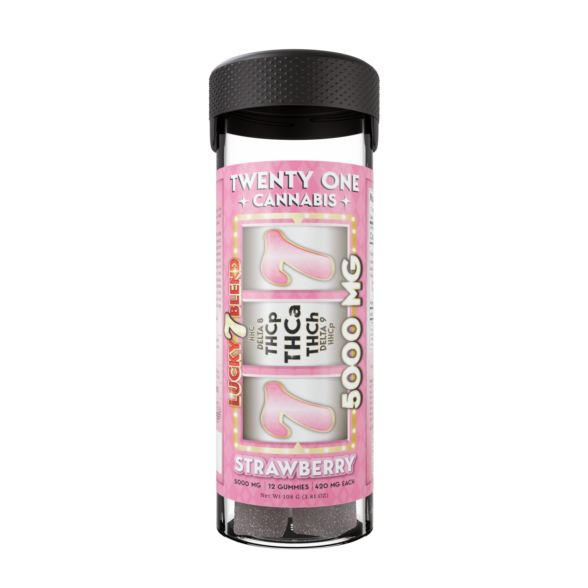 TWENTY ONE CANNABIS LUCKY 7 BLEND 420MG THC-A GUMMIES (12CT JAR)