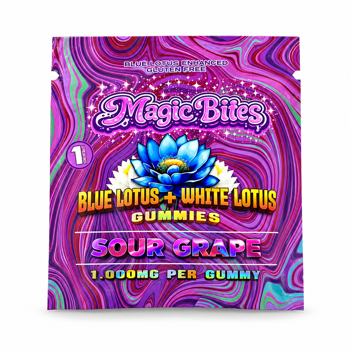 MAGIC BITES BLUE LOTUS + WHITE LOTUS GUMMIES 1000MG PER PC (25CT DISPLAY)