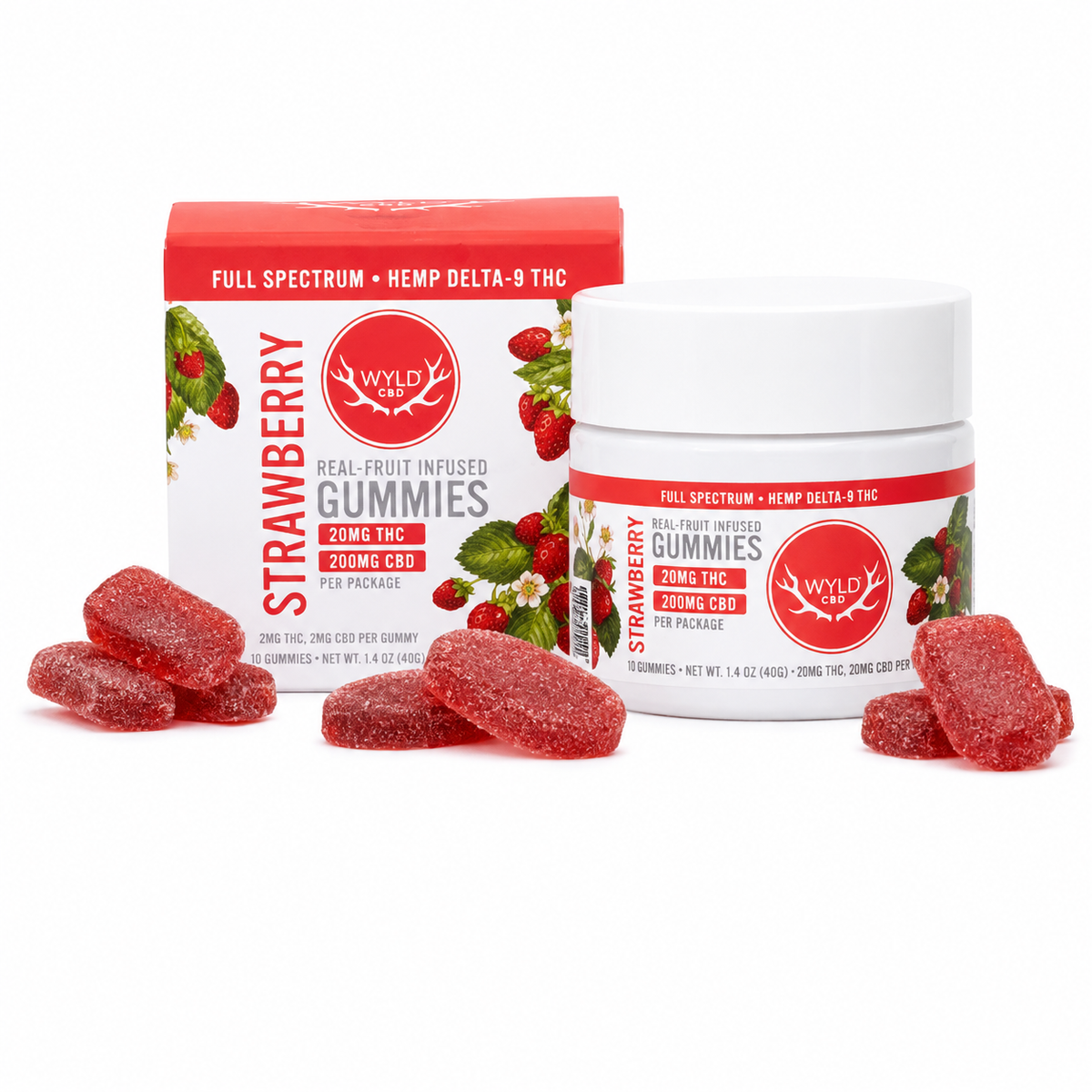 WYLD HEMP LOW DOSE FULL SPECTRUM D9 GUMMIES (10CT JAR)