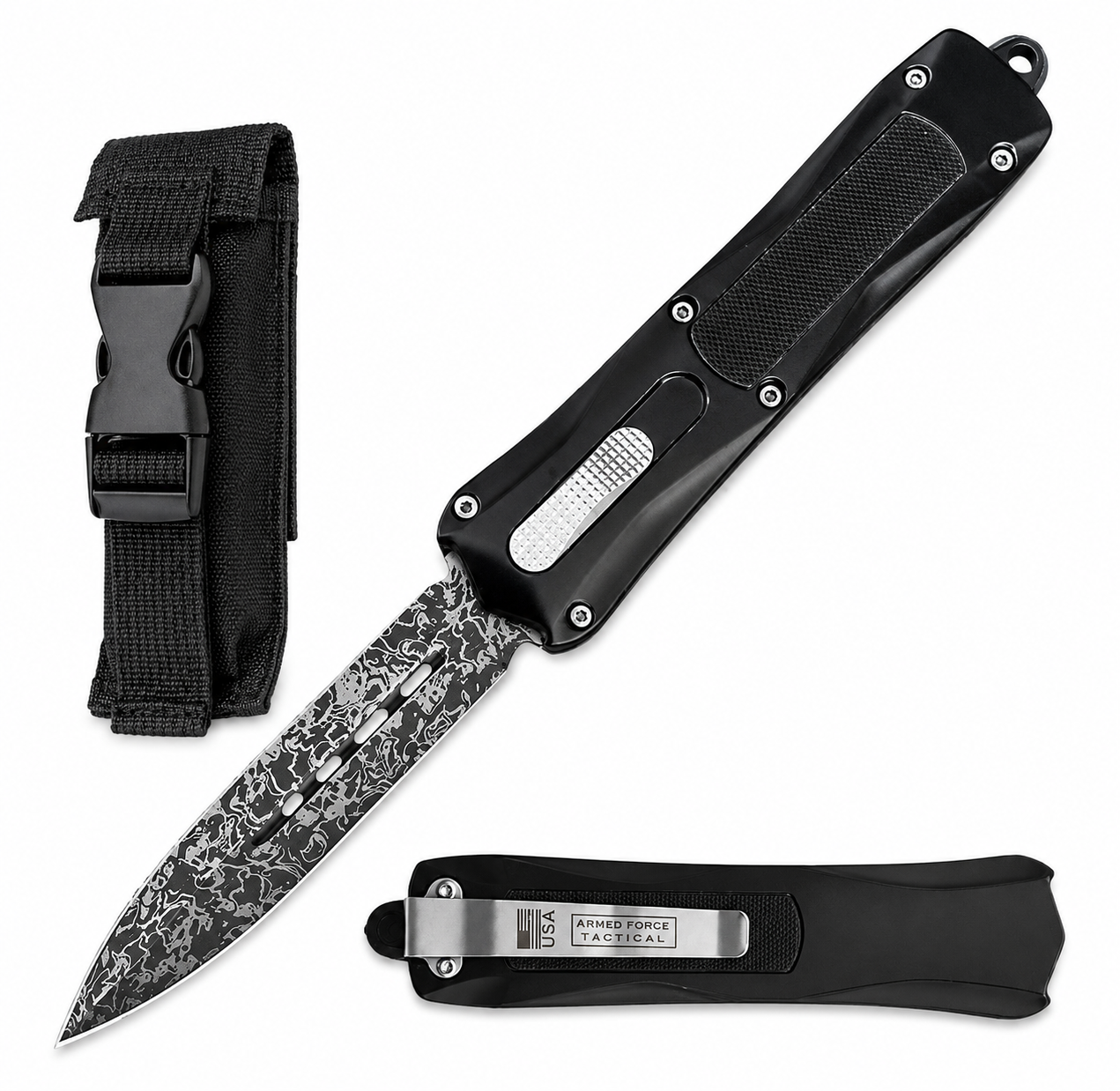 ARMED FORCE TACTICAL 4.5" DAMAS KNIFE W/ BAG