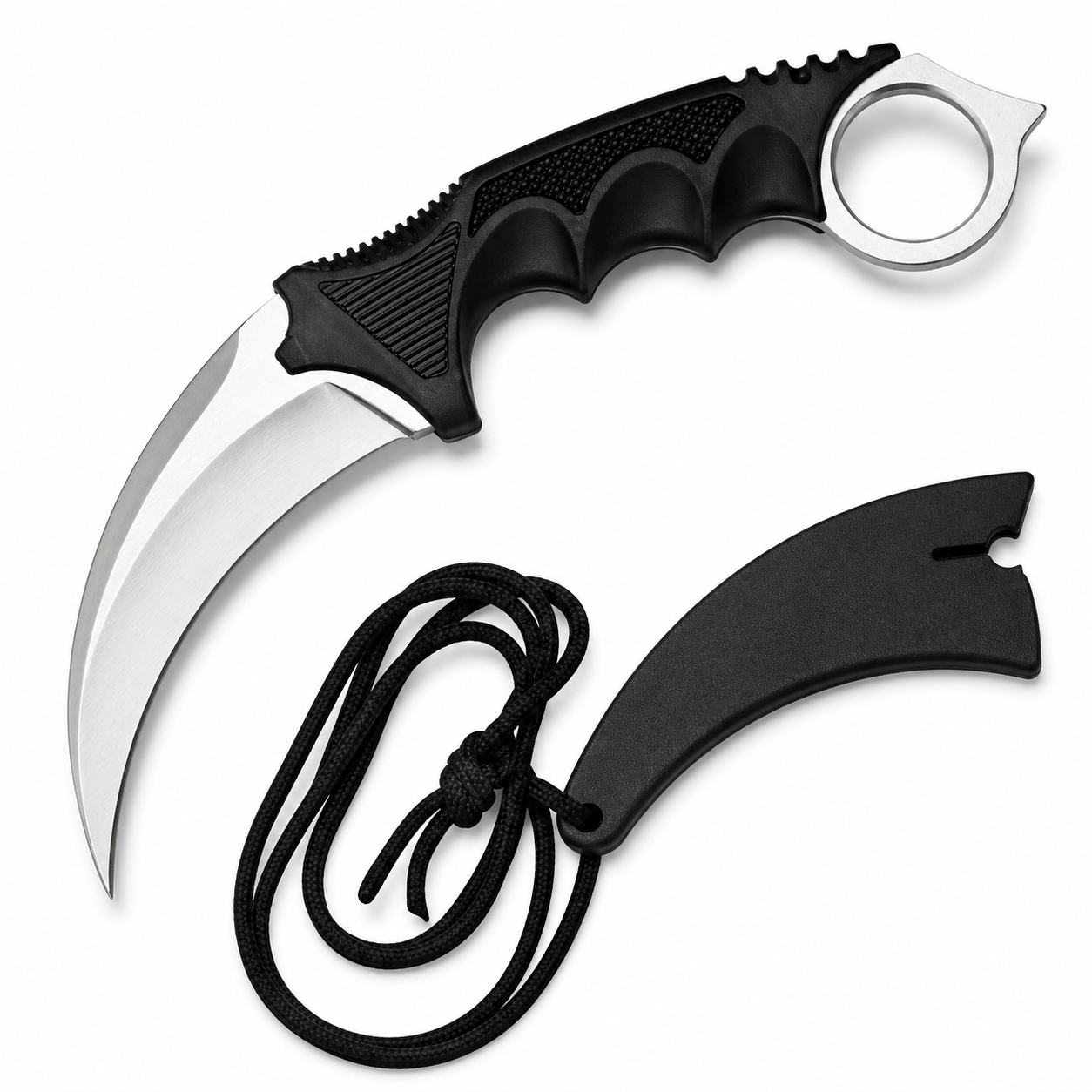 ELITE EDGE 7.5" KARAMBIT KNIFE W/ SHEATH | BLACK (20-098SL)