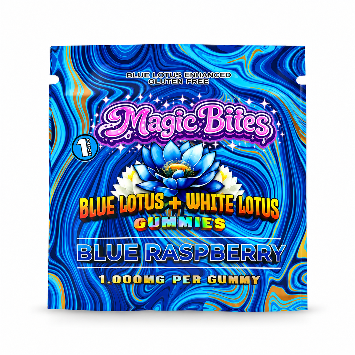 MAGIC BITES BLUE LOTUS + WHITE LOTUS GUMMIES 1000MG PER PC (25CT DISPLAY)