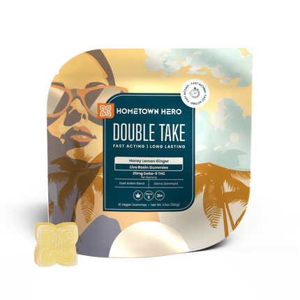 HOMETOWN HERO DOUBLE TAKE 20MG D9 LIVE ROSIN GUMMIES (10CT/PACK)