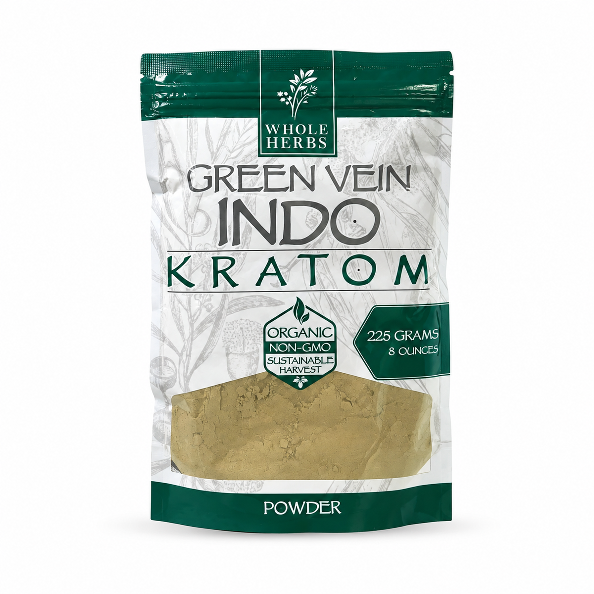 WHOLE HERBS 225 GRAM GREEN VEIN INDO KRATOM