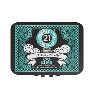 TWENTY ONE CANNABIS THCA PREROLLS 5CT TIN 0.7G EACH