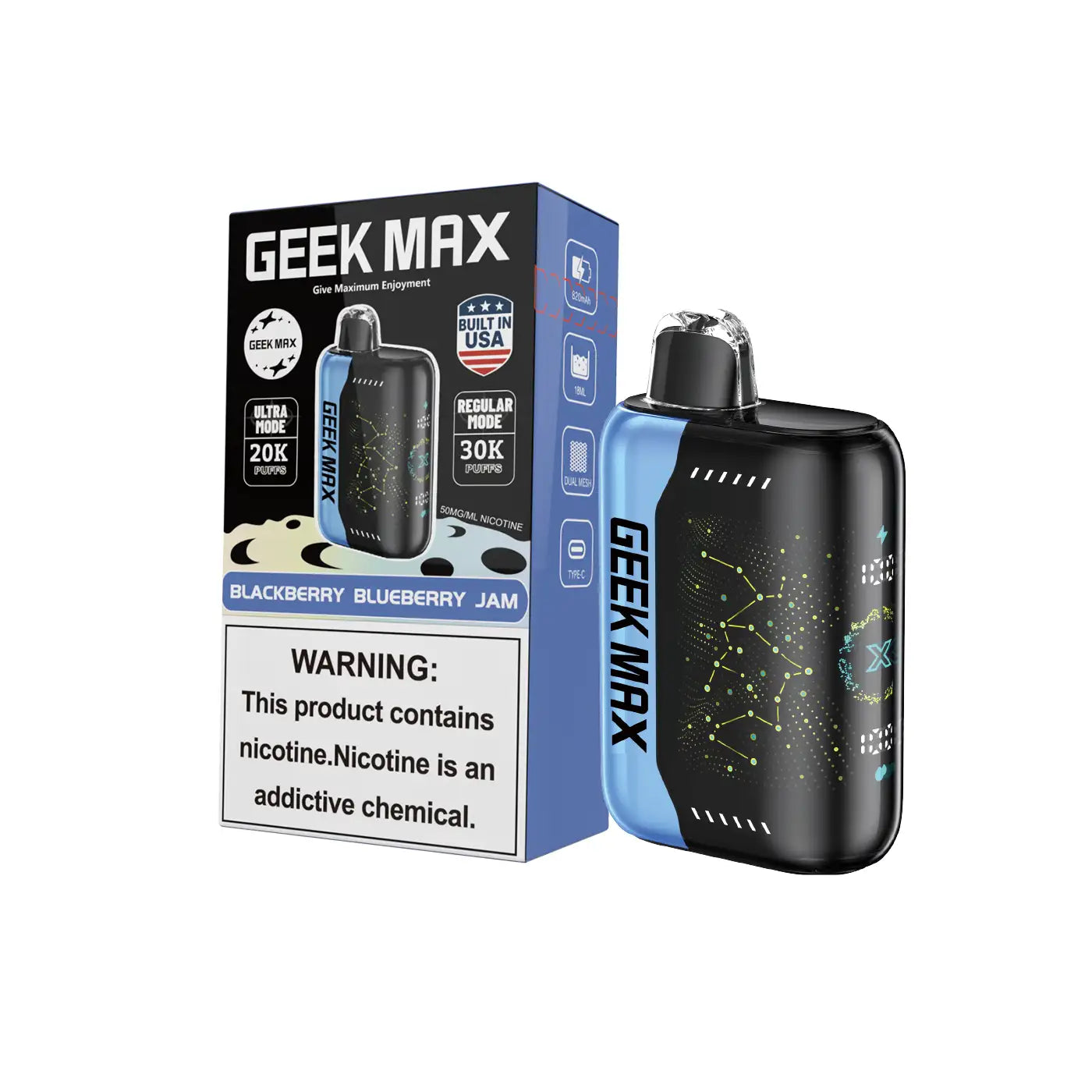 GEEK MAX 30K PUFFS 5% DISPOSABLE VAPE (5CT DISPLAY)