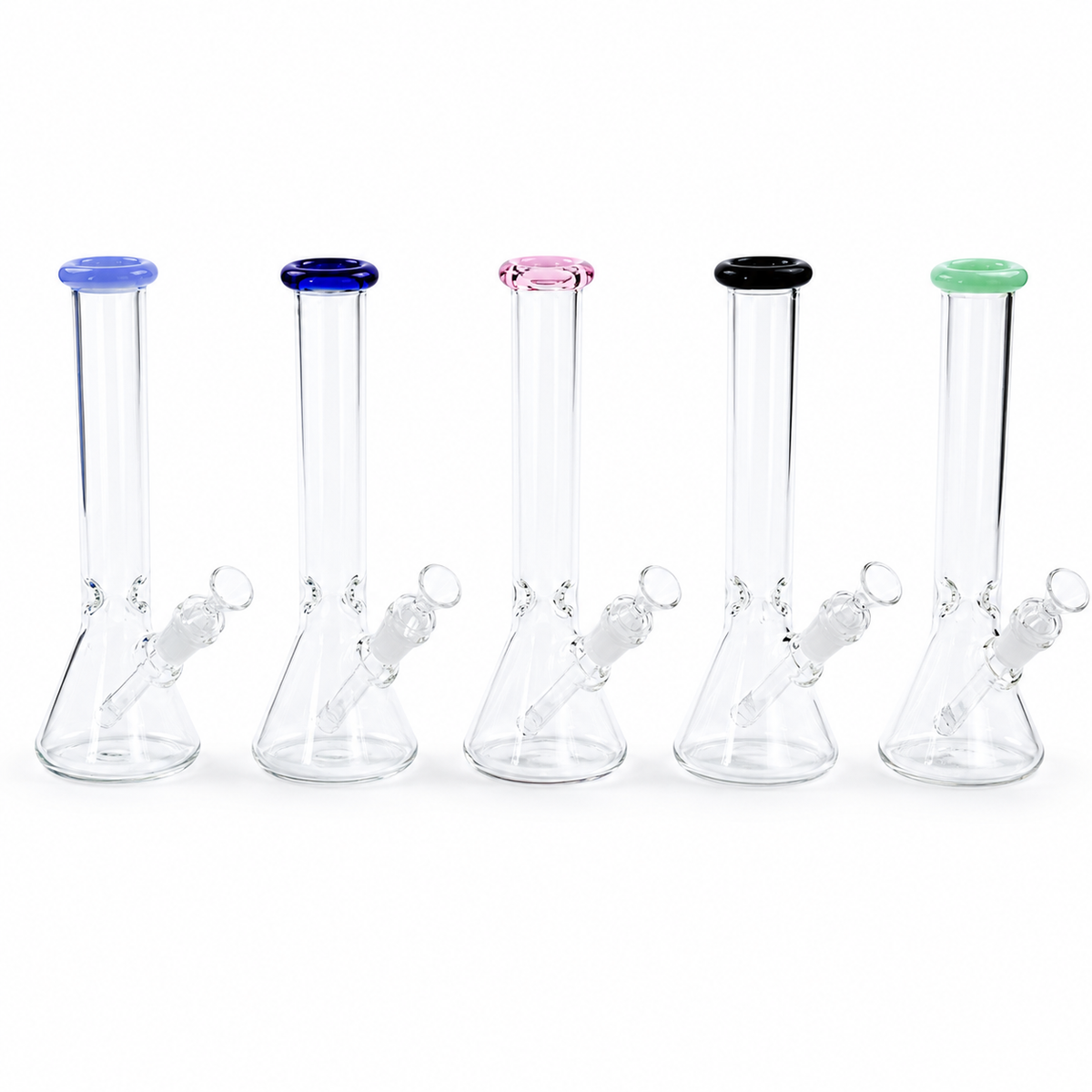 10" ASSORTED COLOR BEAKER WATER PIPE W/ WHITE BASE