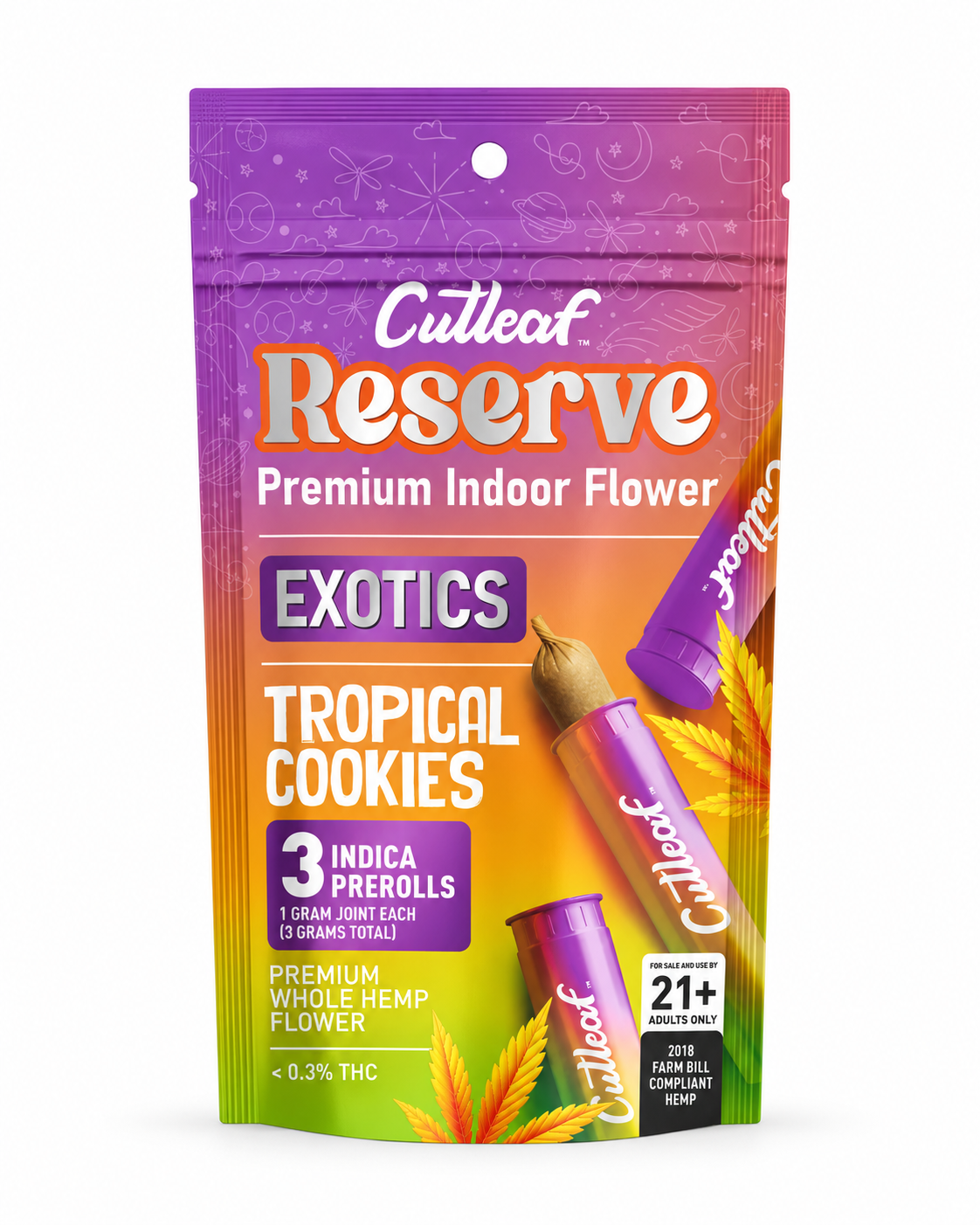 CUTLEAF RESERVE PREMIUM INDOOR FLOWER PRE-ROLLS (3 X 1G EACH PER PACK)