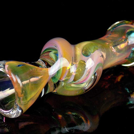 3" GOLD FUMED TWISTED RIBBON CENTER ROUND MOUTH CHILLUM PACK OF 5 (DJ505) Default Title DJ505