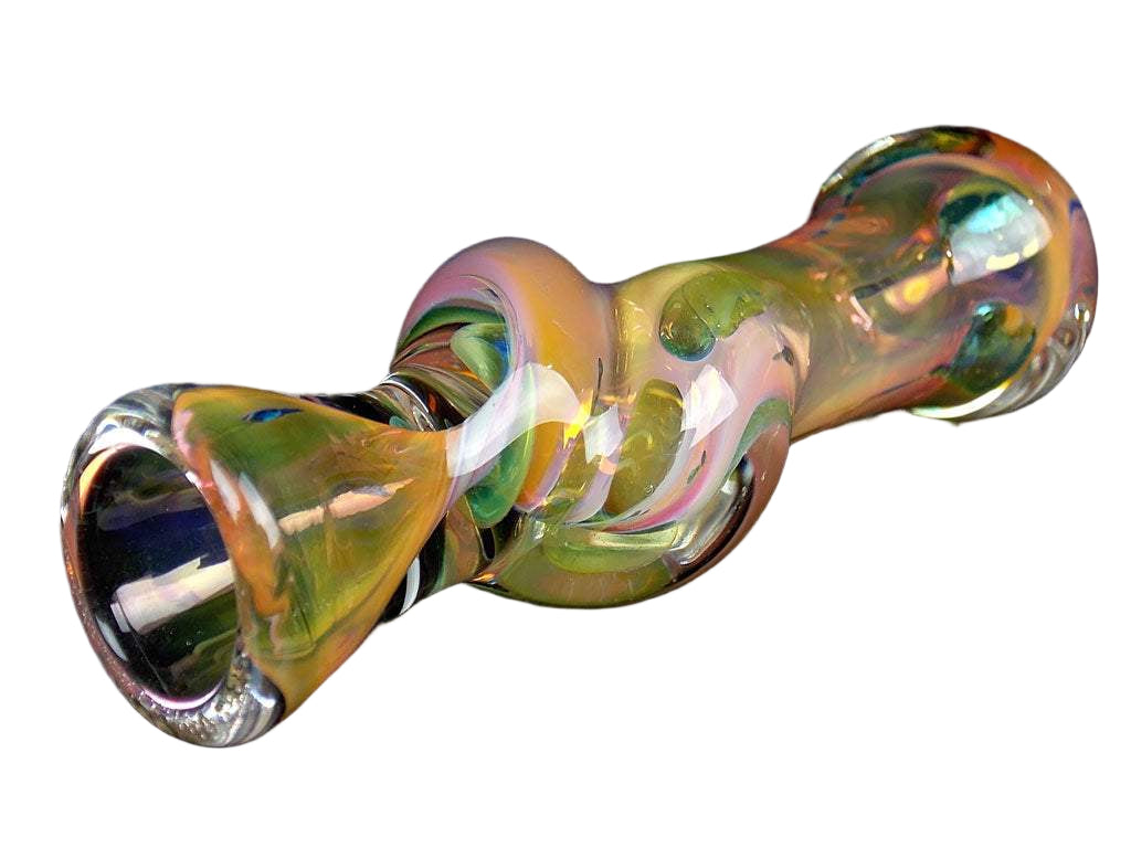 3" GOLD FUMED TWISTED RIBBON CENTER ROUND MOUTH CHILLUM PACK OF 5 (DJ505)