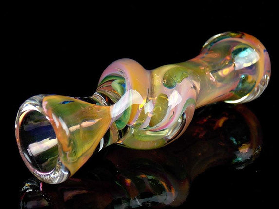 3" GOLD FUMED TWISTED RIBBON CENTER ROUND MOUTH CHILLUM PACK OF 5 (DJ505) Default Title DJ505