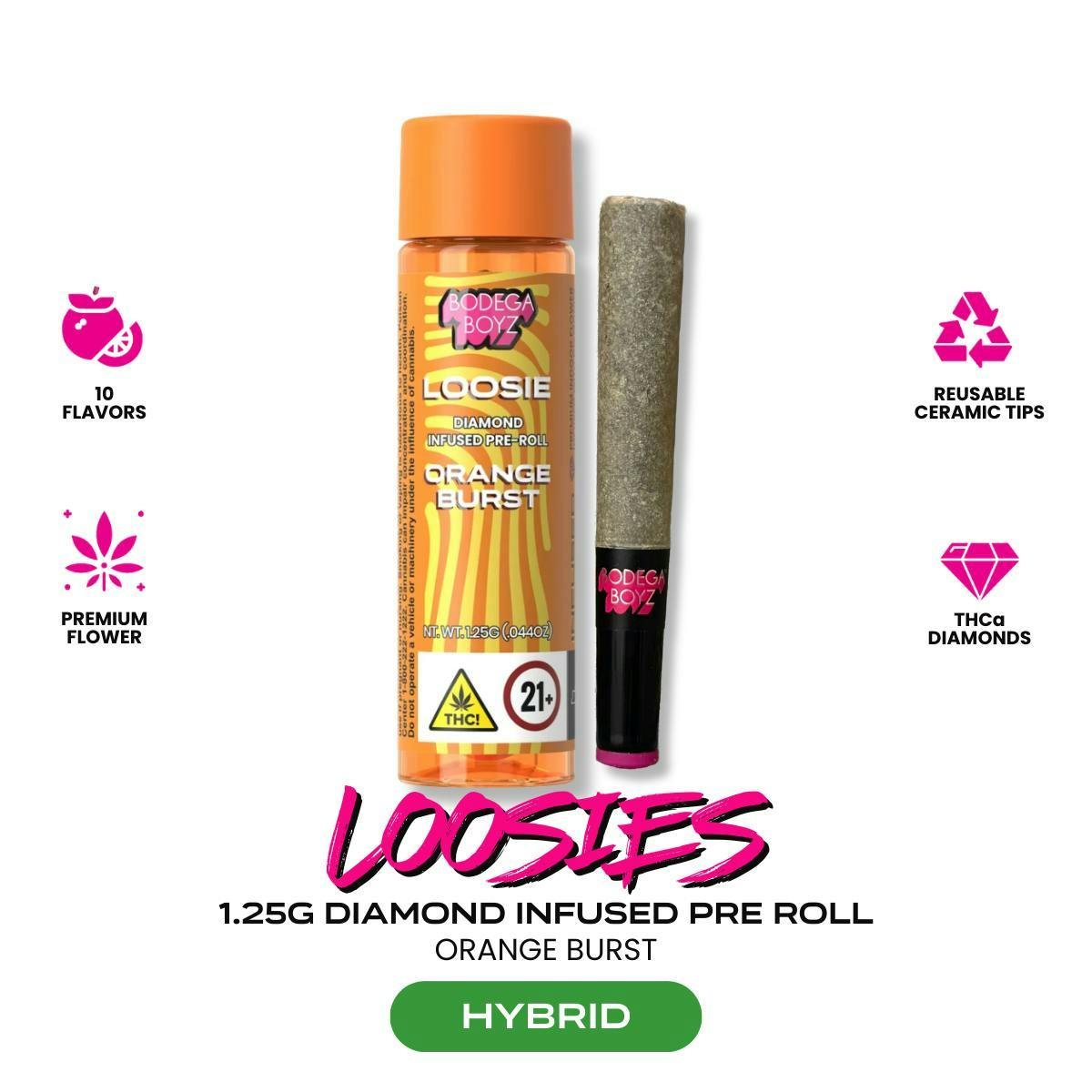 BODEGA BOYZ LOOSIES 1.25 GRAM THC-A DIAMOND INFUSED PRE ROLLS (10CT BOX)