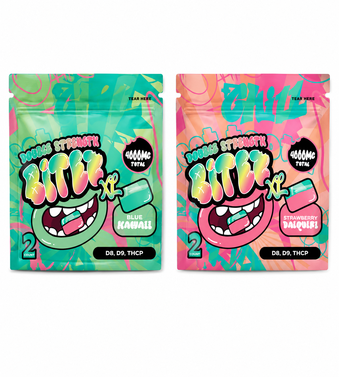 BITEZ DOUBLE STACKED XL (D8 D9 THCP BLEND) 4000MG PER PACK (2 GUMMIES PER PACK) (60 PACK DISPLAY)