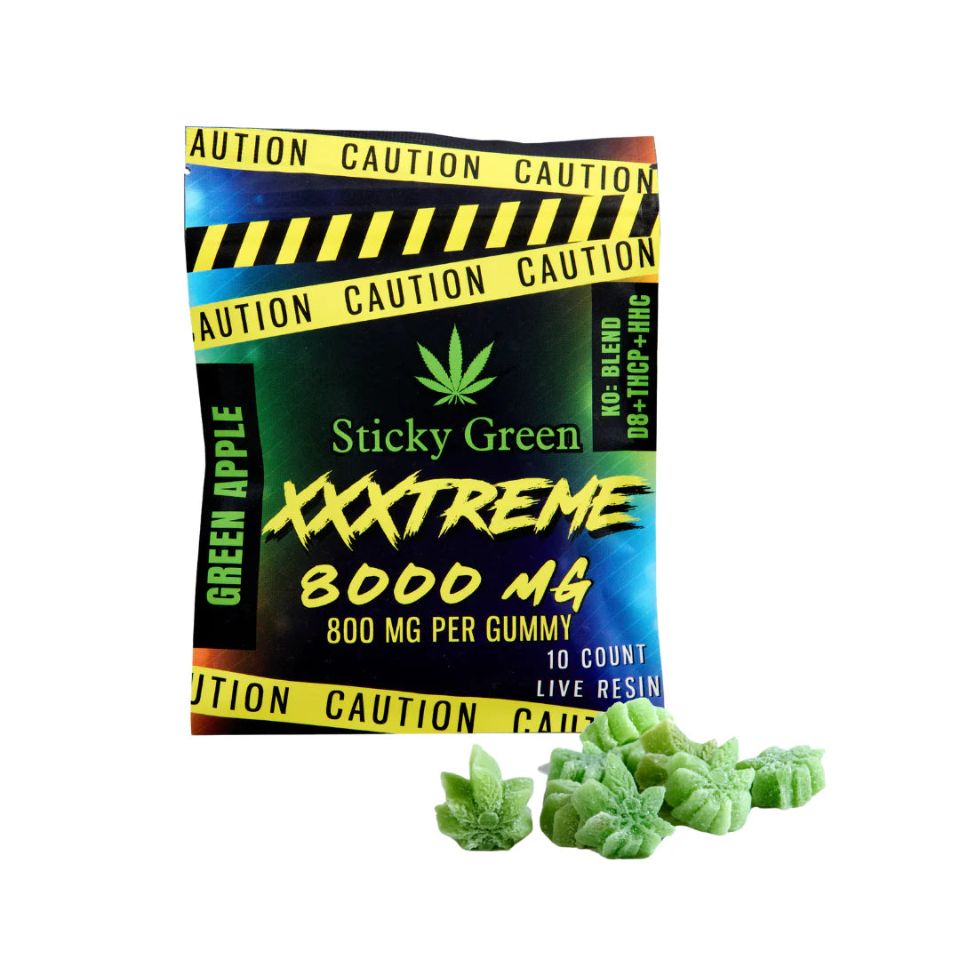 STICKY GREEN XXXTREME LIVE RESIN BLEND (D8+THCP+ HHC) GUMMY 800MG/PC 10PC/BAG