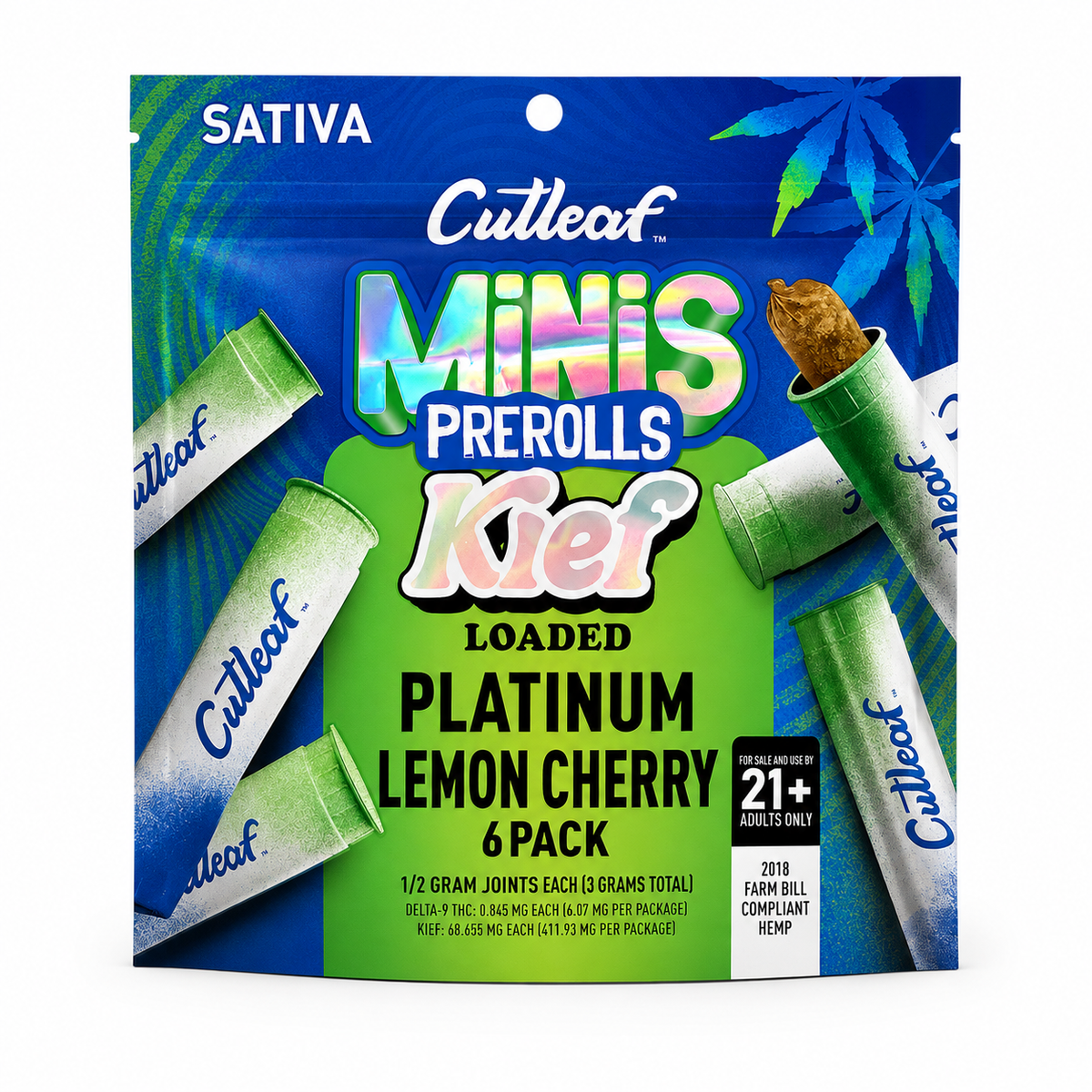 CUTLEAF MINIS KIEF LOADED PREROLLS 0.5G ECH (6CT PACK)