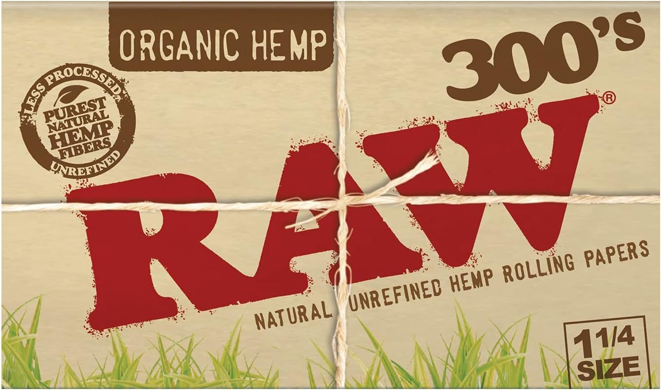 RAW 300'S ORGANIC HEMP ROLLING PAPER 1 1/4 SIZE (40CT PER BOX)