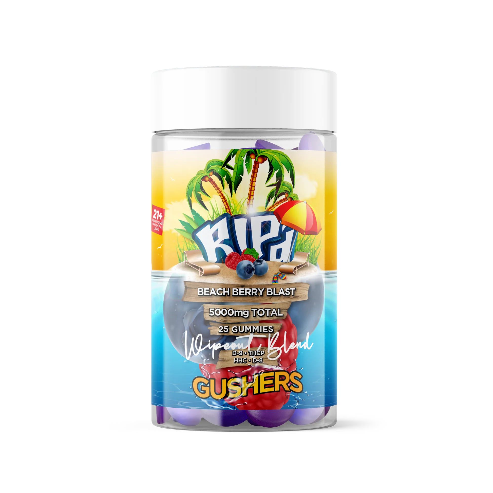 RIP'D GUSHERS GUMMIES WIPEOUT BLEND (DELTA-9 + THC-A + HHC + DELTA-8) 200MG/GUMMY 10CT/PACK