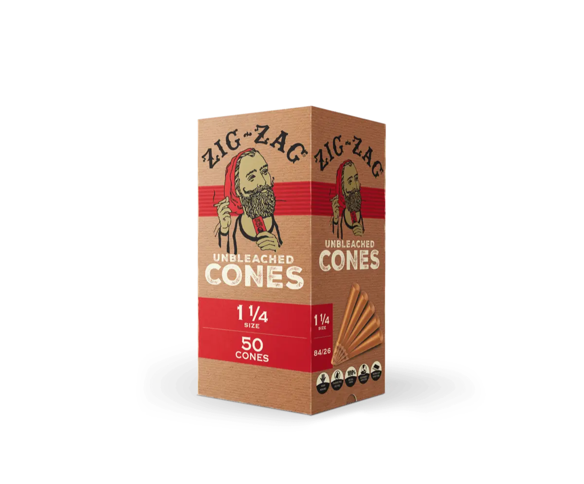 ZIG-ZAG UNBLEACHED CONES 1 1/4 MINI 50CT/DISPLAY