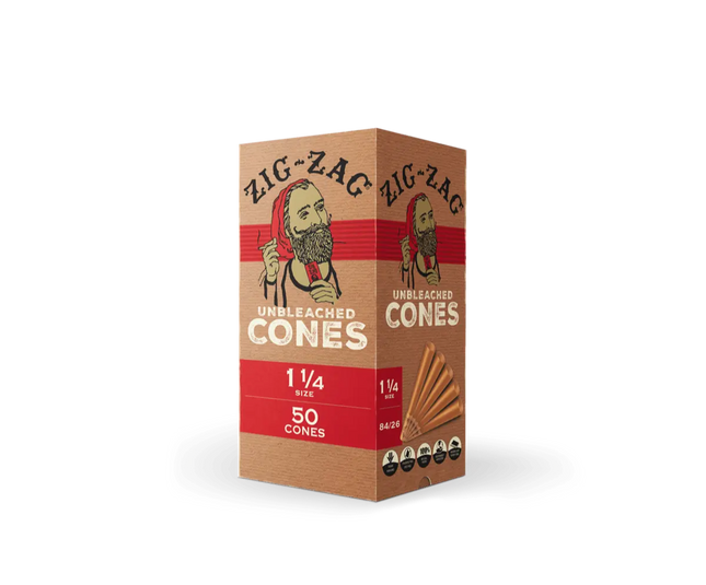 ZIG-ZAG UNBLEACHED CONES 1 1/4 MINI 50CT/DISPLAY