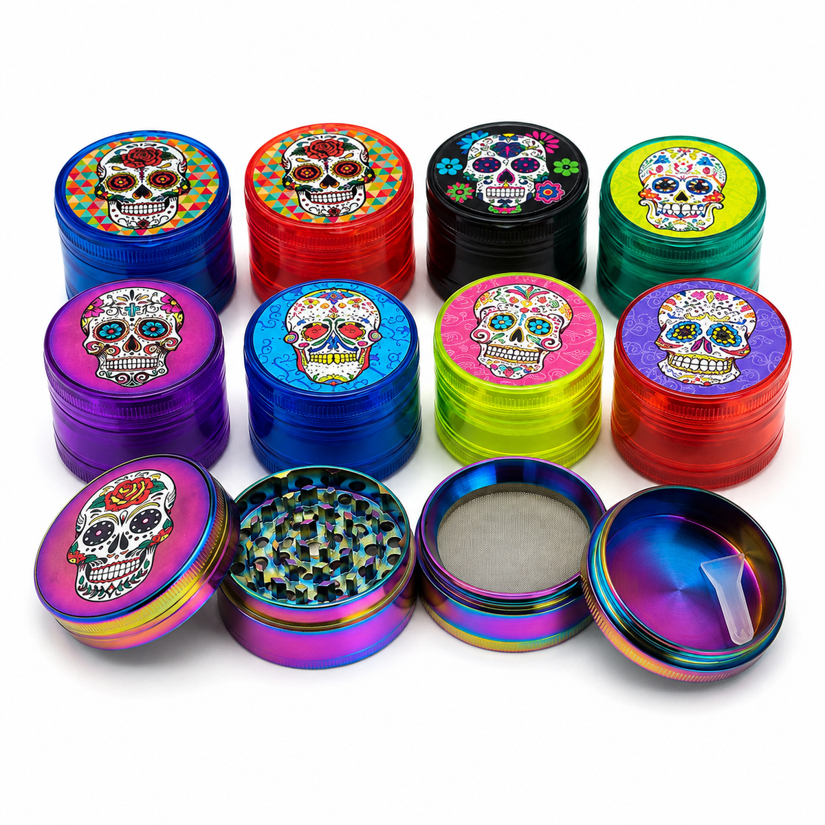 HERB GRINDER ASSORTED COLORS | SKULL DESIGN