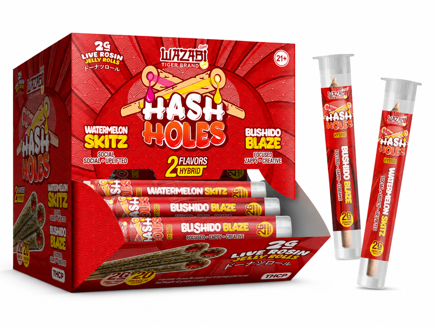 WAZABI 2 GRAM THC-P LIVE ROSIN JELLY ROLLS (20CT BOX)