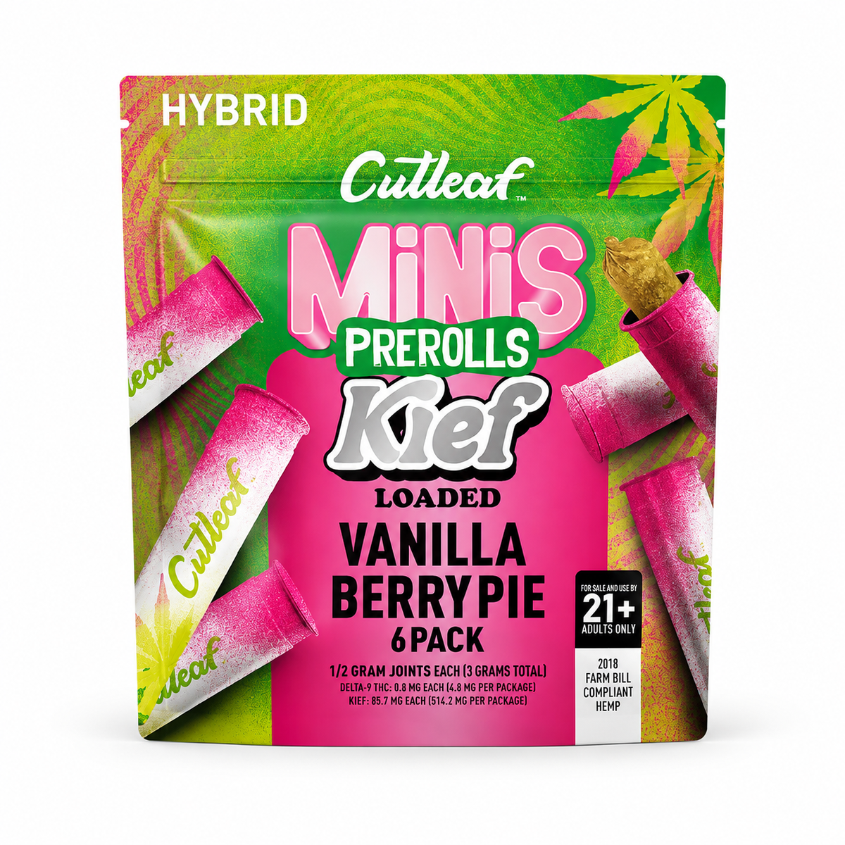 CUTLEAF MINIS KIEF LOADED PREROLLS 0.5G ECH (6CT PACK)