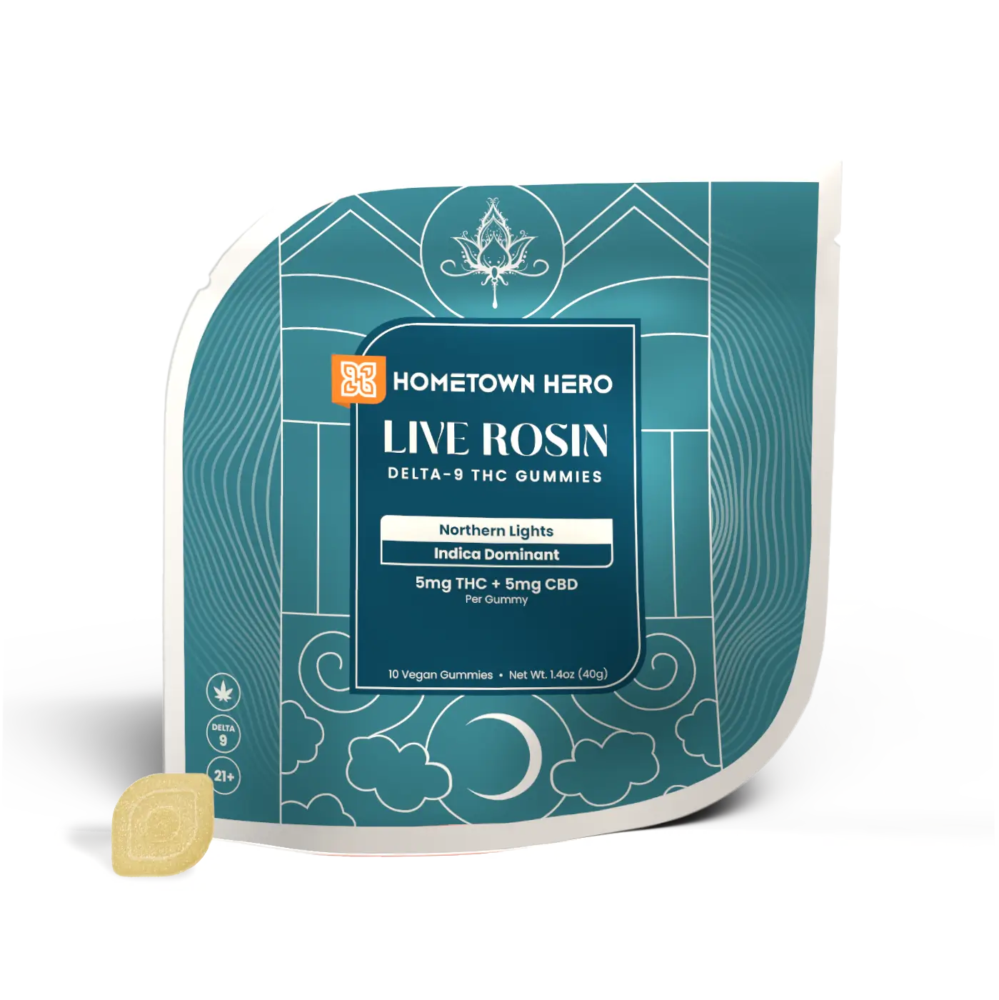HOMETOWN HERO 5MG D9 LIVE ROSIN GUMMIES (10CT/PACK)