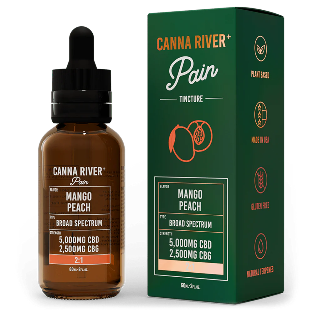 CANNA RIVER CBD PAIN TINCTURE FULL SPECTRUM 7500MG BOTTLE | MANGO PEACH
