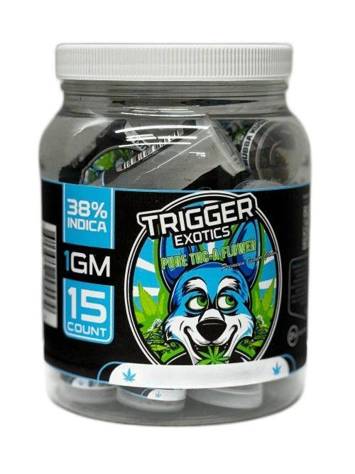 TRIGGER EXOTICS PURE THC-A FLOWER 1 GRAM JAR (15 JAR DISPLAY)