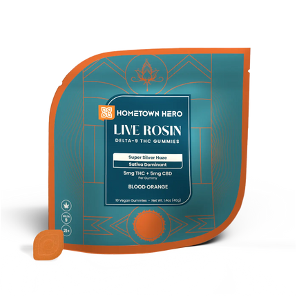 HOMETOWN HERO 5MG D9 LIVE ROSIN GUMMIES (10CT/PACK)