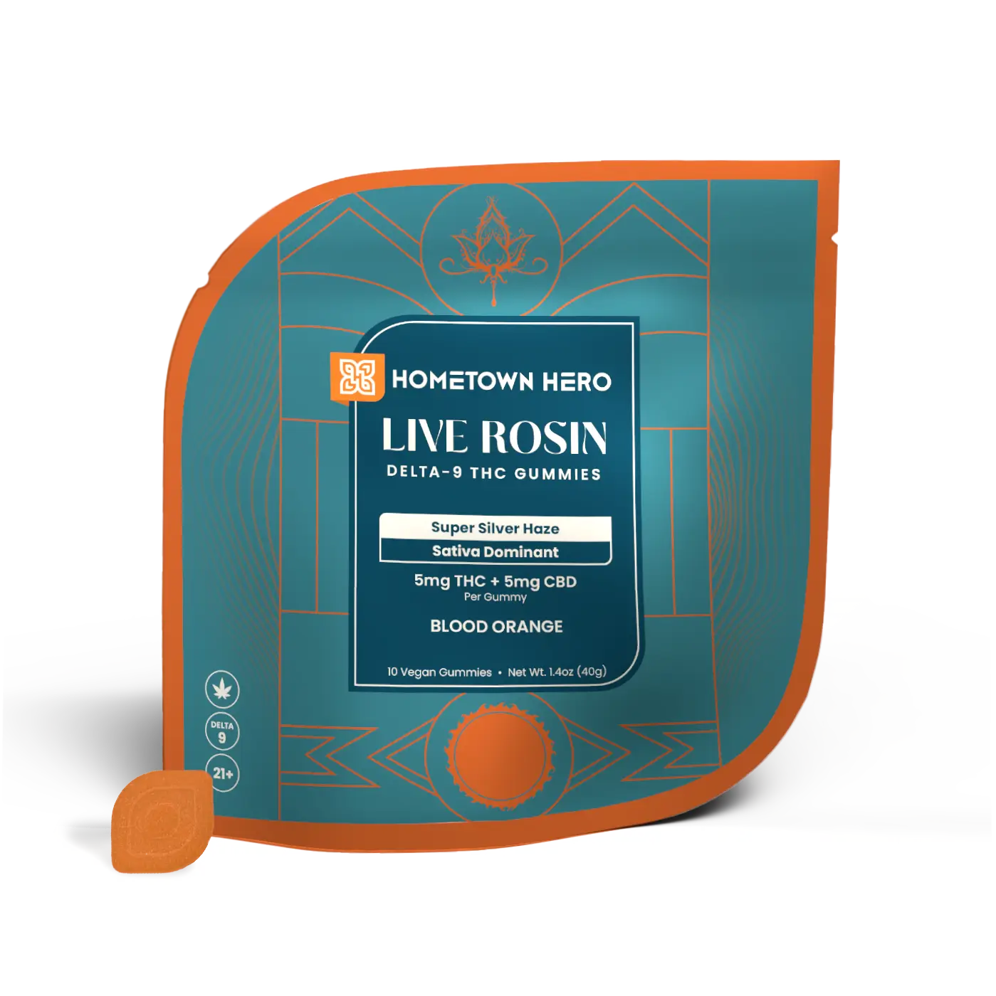 HOMETOWN HERO 5MG D9 LIVE ROSIN GUMMIES (10CT/PACK)