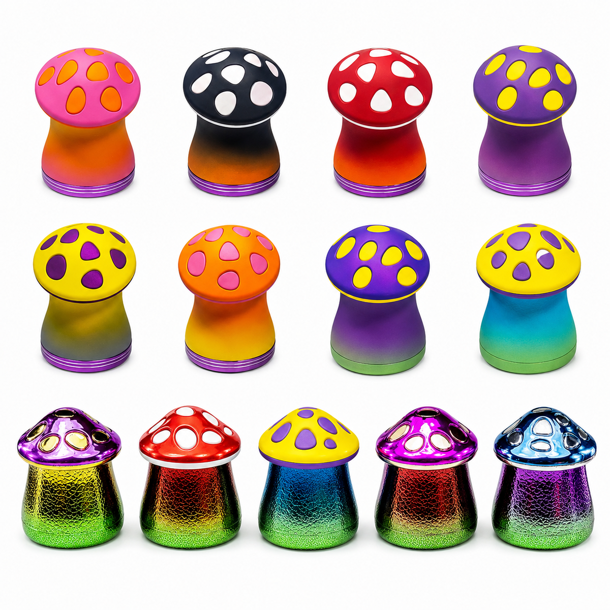 TOBACCO GRINDER ASSORTED COLORS | MUSHROOM DESIGN