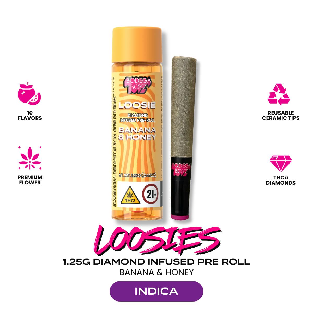 BODEGA BOYZ LOOSIES 1.25 GRAM THC-A DIAMOND INFUSED PRE ROLLS (10CT BOX)