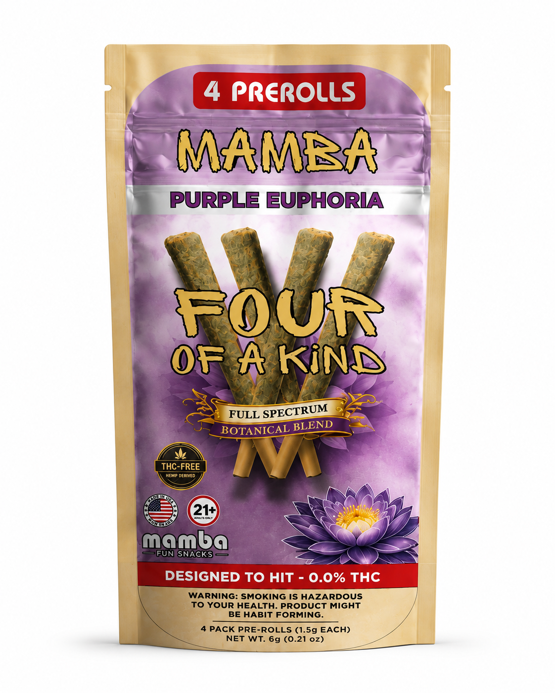 MAMBA FOUR OF A KIND BOTANICAL FULL SPECTRUM 6G PRE ROLLS PACK (10CT BOX)