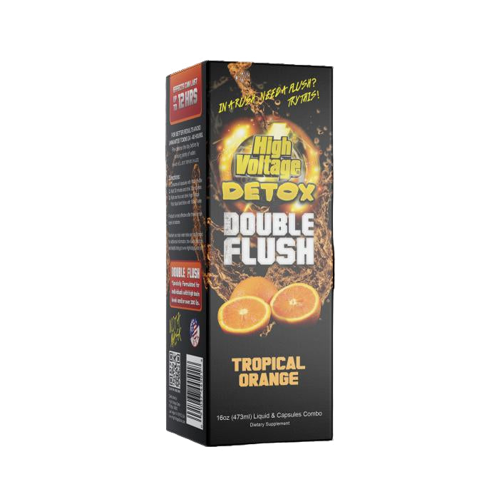 HIGH VOLTAGE DOUBLE FLUSH DETOX 16OZ W/6CT CAPS HIGH VOLTAGE DOUBLE FLUSH DETOX 16OZ W/6CT CAPS - TROPICAL ORANGE 091037445018